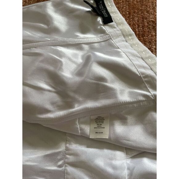 WHITE HOUSE BLACK MARKET WHITE SILK Blend SHINY  Lined HALTER MINI DRESS L - Picture 8 of 9
